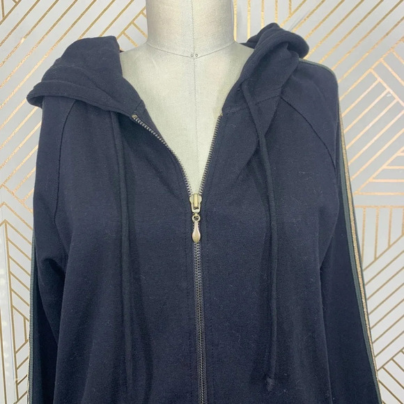 Johnny Was Calmè Metallic Stripe Zip-Up Hoodie in Black Size US XS - Picture 2 of 11